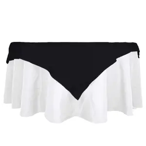 100% Cotton 54"x54" Table Overlay Square Tablecloth Black Linen - Soft & Breathable Fabric Table Topper