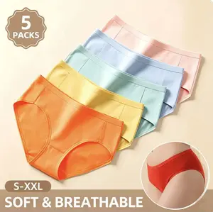 5-Pack Women’s Low-Rise Cotton Breathable Solid Briefs | Stretchable Comfortable Triangle period Underwear, Everyday Essentials