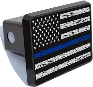 2 Inch Hitch Covers for Trucks, American Flag Receiver Plastic Hitch Covers, Patriotic Flag Plug Black Plastic with White Gloss Aluminum Heavy Towing Hitch Covers for Truck Accessories