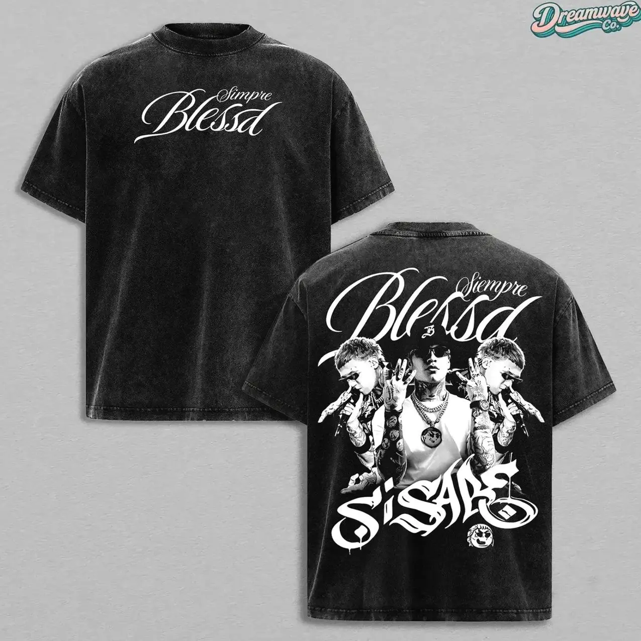 Blessd “SI SABE” Shirt – Latin Trap Vintage Washed Oversized Graphic T Shirt, Black & White Aesthetic Streetwear Tee, Soft Cotton Casual Unisex Top, Two-Sided Design, Men Women Wear, Gift for Music Fans 43S