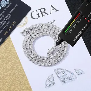GRA Certified Moissanite Tennis Necklace 3/4/5/6mm Solid 925 Sterling Silver Diamond Tennis Necklaces for Women Man