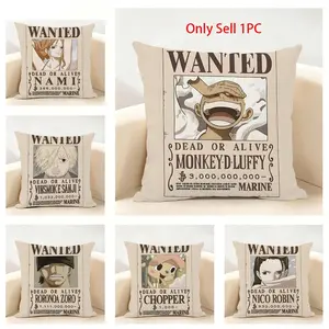 Anime character bounty iconic ONE P-PIECE Pillow Case Pillowcase Linen Detachable With Hidden Zipper Washable  Breathable  Moisture-absorbingnt Decor Home Living Room Bedroom Sofas Office Car Gift