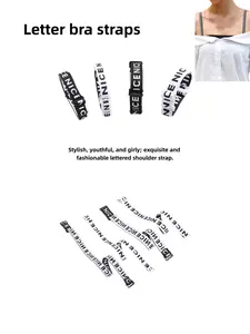1cm Wide Strap Bra Band, Nice Letter Print Innerwear, Dual Shoulder Design, Versatile Sexy Backless Lingerie Strap