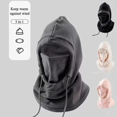 Unisex Synthetic Fleece Knitted Windproof Ski Mask - 55-58cm Adjustable 1 Pc Beanie Cap, Bold Look, Half/Full Face Hole, Full Face Ski Mask Style, Cold Weather Gear Great for Skiing, Snowboarding, Hikes