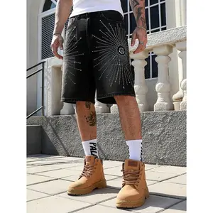 (Five-star review)ROMWE MEN Men's Casual Diamond Decor Pocket Denim Shorts Jorts