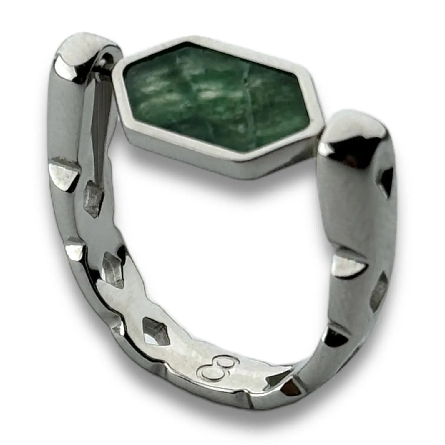 Silver CrownCut Crystal HexBar Fidget Ring