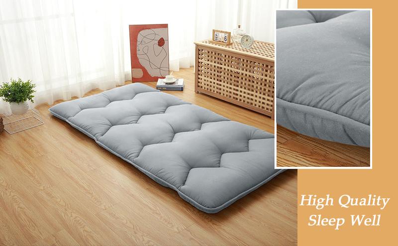 GARVEE Foldable Japanese Floor Mattress - Versatile Tatami Mat for Queen, Full, and Twin Sizes, Ideal as Futon, Camping, or Couch Mattress Pad in Stylish Dark Grey Design
