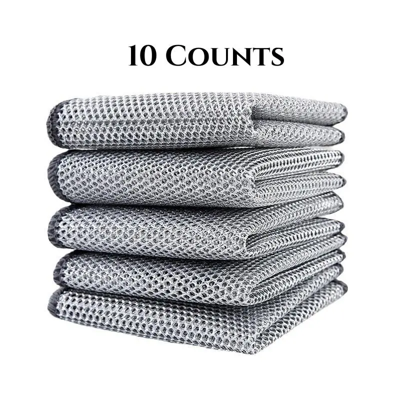 10 Counts Dishwashing Dishcloth, Multipurpose Non-Scratch Wire Dishcloths for Kitchen Cleaning, Wet and Dry Use,Reusable Wire Cleaning Cloths for Kitchen, Sinks, Pots & More