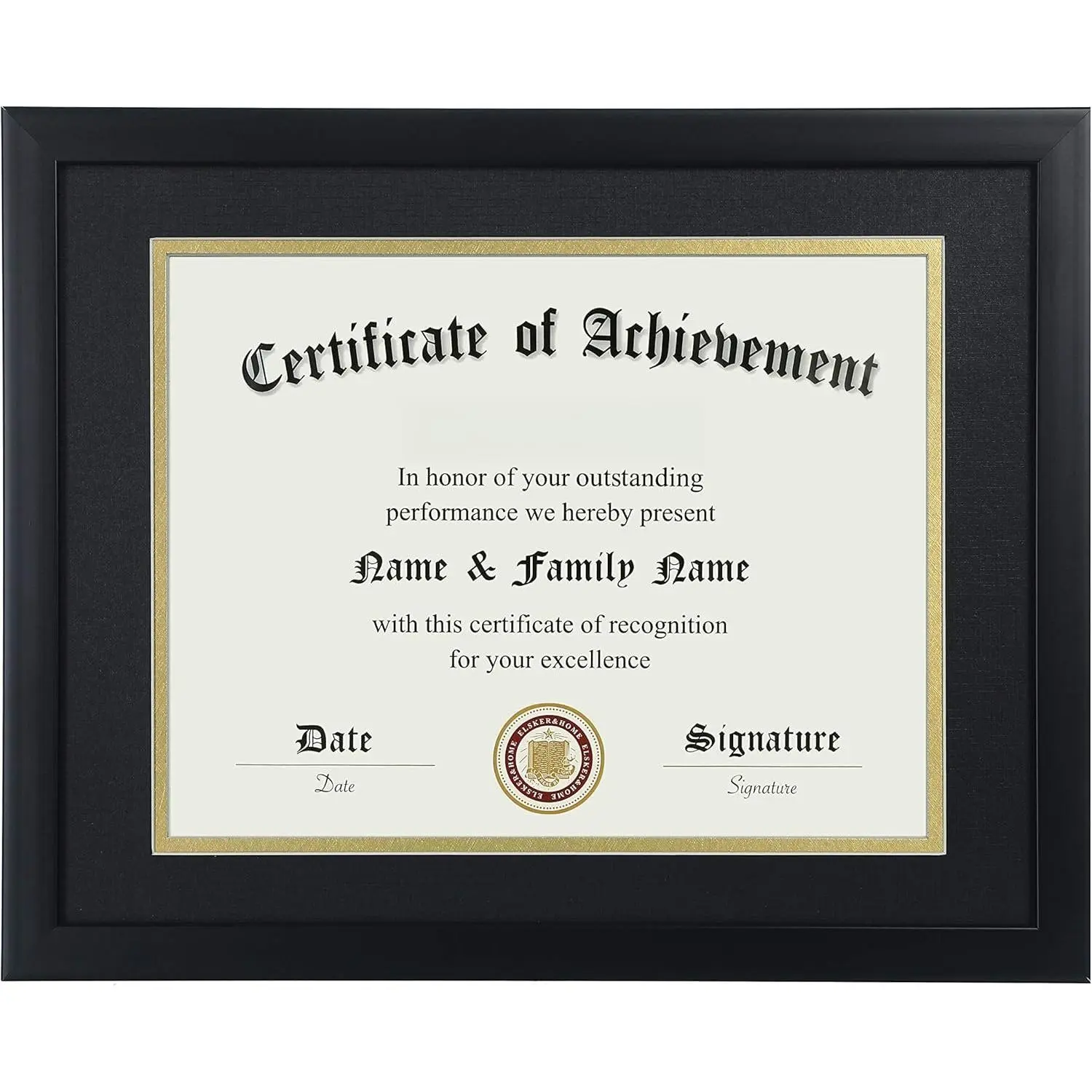 8.5x11 Certificate Frame - Classic Black Color Frame - Displays Diploma 8.5x11 Inch with Mat - 11x14 Inch Without Mat - For Document/Photo(Double Mat - Matte Black with  Rim)