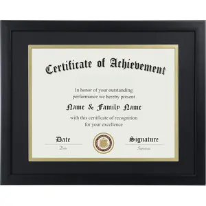 8.5x11 Certificate Frame - Classic Black Color Frame - Displays Diploma 8.5x11 Inch with Mat - 11x14 Inch Without Mat - For Document/Photo(Double Mat - Matte Black with  Rim)