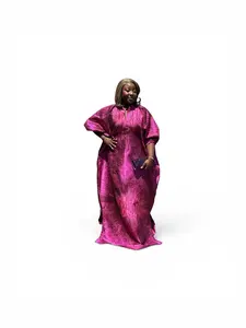 Regal Bloom Brocade Bubu Set 62” Luxury Kaftan with Head Wrap & Inner Belt