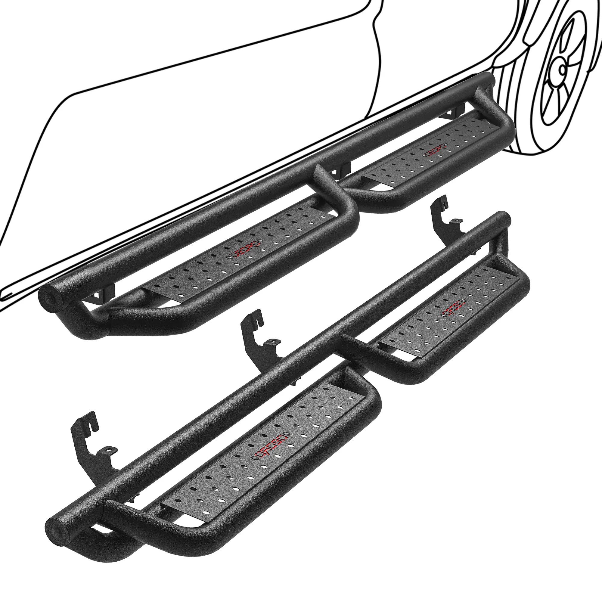OEDRO 6'' Running Boards Compatible with 2015-2026 Chevy Colorado/GMC Canyon Crew Cab, Bolt-on Drop Side Step, Black Powder Coated All-Steel Nerf Bar