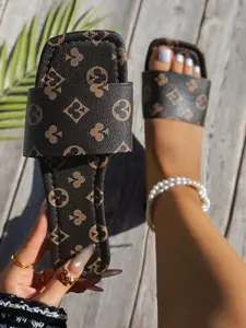 Women's Summer 2026 New Fashion Casual Shoes, Soft Comfortable Anti-Slip Wear-Resistant, Round Toe PU Leather Slides Sandals for Daily Outdoors