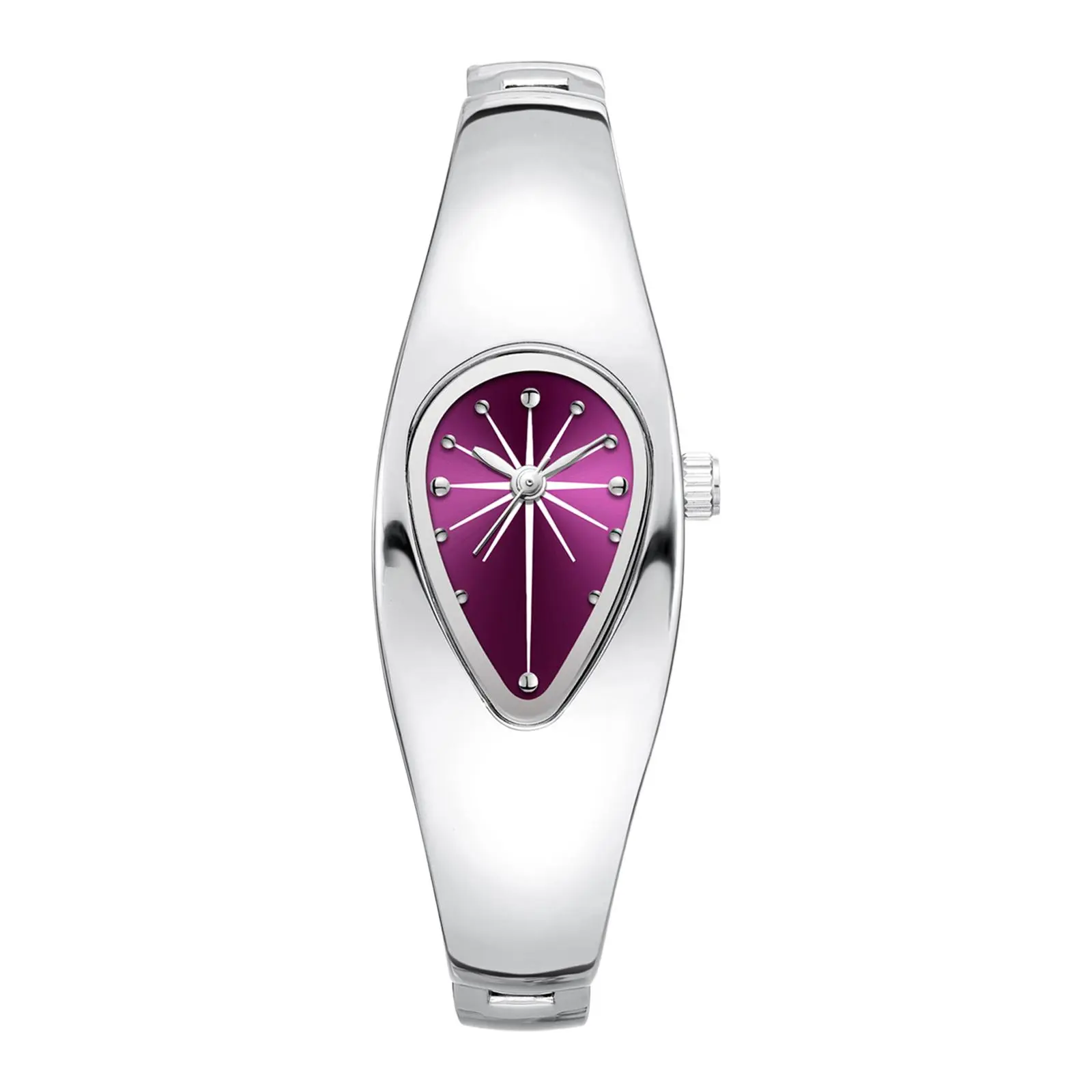 OIDEA Teardrop Dial Quartz Bracelet Watch for Women, Stainless Steel Bangle Strap with Dot Markers and Polished Silver Case
