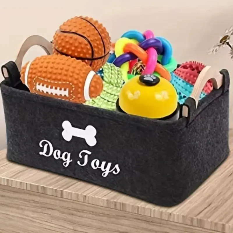 Pet Toy Storage Box for Cats & Dogs – Grey or Black Organizer