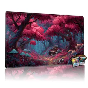 Enchanted Pink Forest MTG Playmat - 12x24in Non-Slip Gaming Mouse Pad, TCG Game Mat for Family Gatherings, Perfect Gift for Card Game Enthusiasts