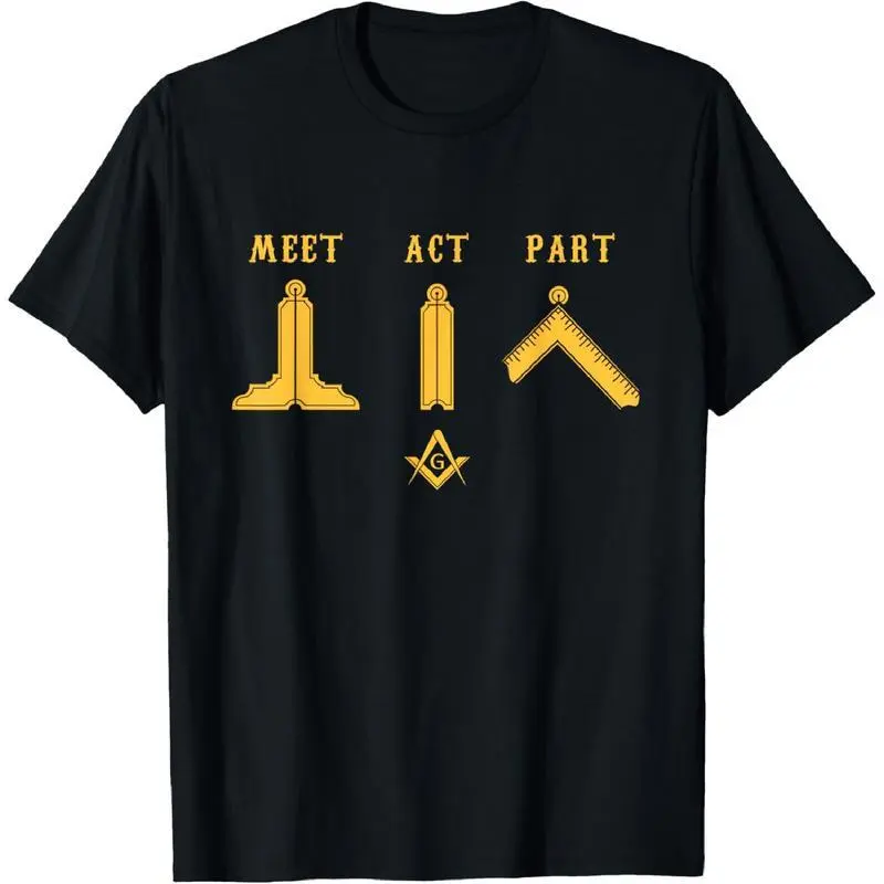 Men's Casual Masonic Graphic Tshirt, 100% Cotton Crew Neck Short Sleeve Top, Funny Father's Day Gift, Shortsleeve, Menswear, All Seasons, Round Neck, Playful Vibe, Funny Masonic