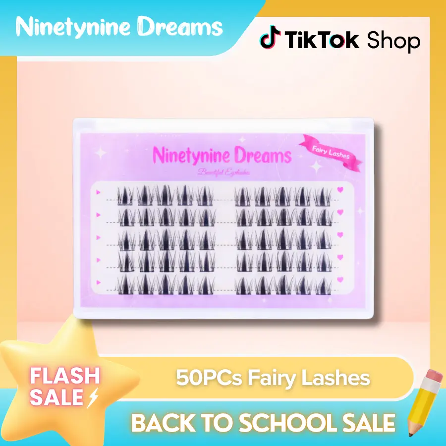 Ninetynine Dreams 50PCs Fairy Lashes | Lightweight Spiky Anime Manhua Douyin Lash Clusters — Ultra-Thin Band Waterproof Long-Lasting Reusable Pre-Mapped 10-13mm, C+ Curl Beginner Friendly Must-Have Makeup Essential False Individual Eyelashes