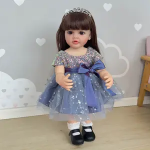 22 Inch 55cm reborn body Doll with Realistic Long Hair Princess Dress Gauze Skirt Ideal for Wall Display & Water Play Perfect for Halloween & Thanksgiving