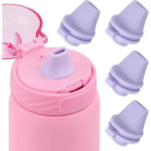 4pcs Bite Valve Replacement for Ello Cooper 22/32oz Stainless Steel Water Bottle, Water Bottle Mouthpiece BPA Free Silicone Cap Lid Spout for Ello Cooper 18/22/32/40oz Accessories Parts(Purple)