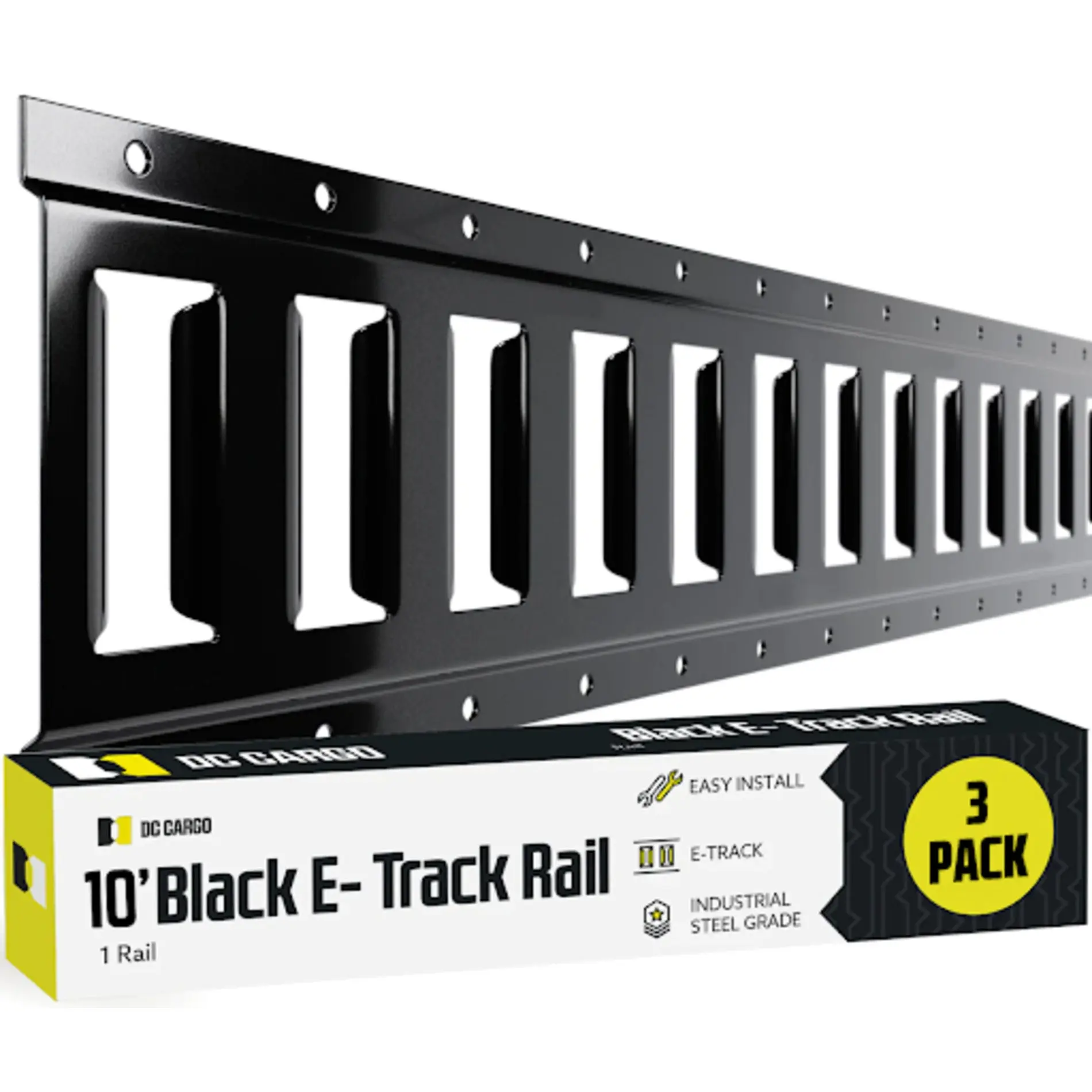 10 ft Black Powder Coated 3-pack Horizontal Rail 10 ft Black Powder Coated 3-pack Horizontal Rail