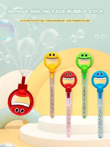 Wonderful Smiling Face Bubble Wand - 32  Hole Smiling Face Bubble Stick with Bubbles  Refill, 5-Claw Bubble Maker for Summer Toy  Party Favor