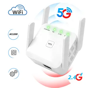 4-Antenna WiFi Extender 2026,1200Mbps Dual Band WiFi Signal Booster, Covers 10,000 sq. ft & 100 Devices,5GHz/2.4GHz WiFi Range Extender,Repeater with Ethernet Port for Home,Office Use,Game Essentials,Gifts