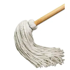 Boardwalk BWK112R 12 oz Rayon Fiber Head & Deck Mop with Wooden Handle, White - 51 in.