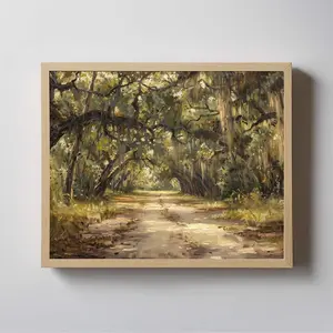 Spanish Moss Oak Tree Oil Painting_ Moody Florida Art Print