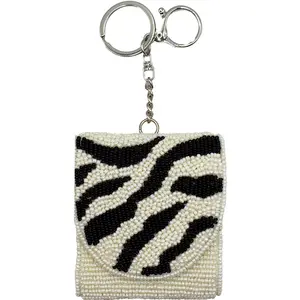 Zebra Beaded Air Pod Case with Key Chain