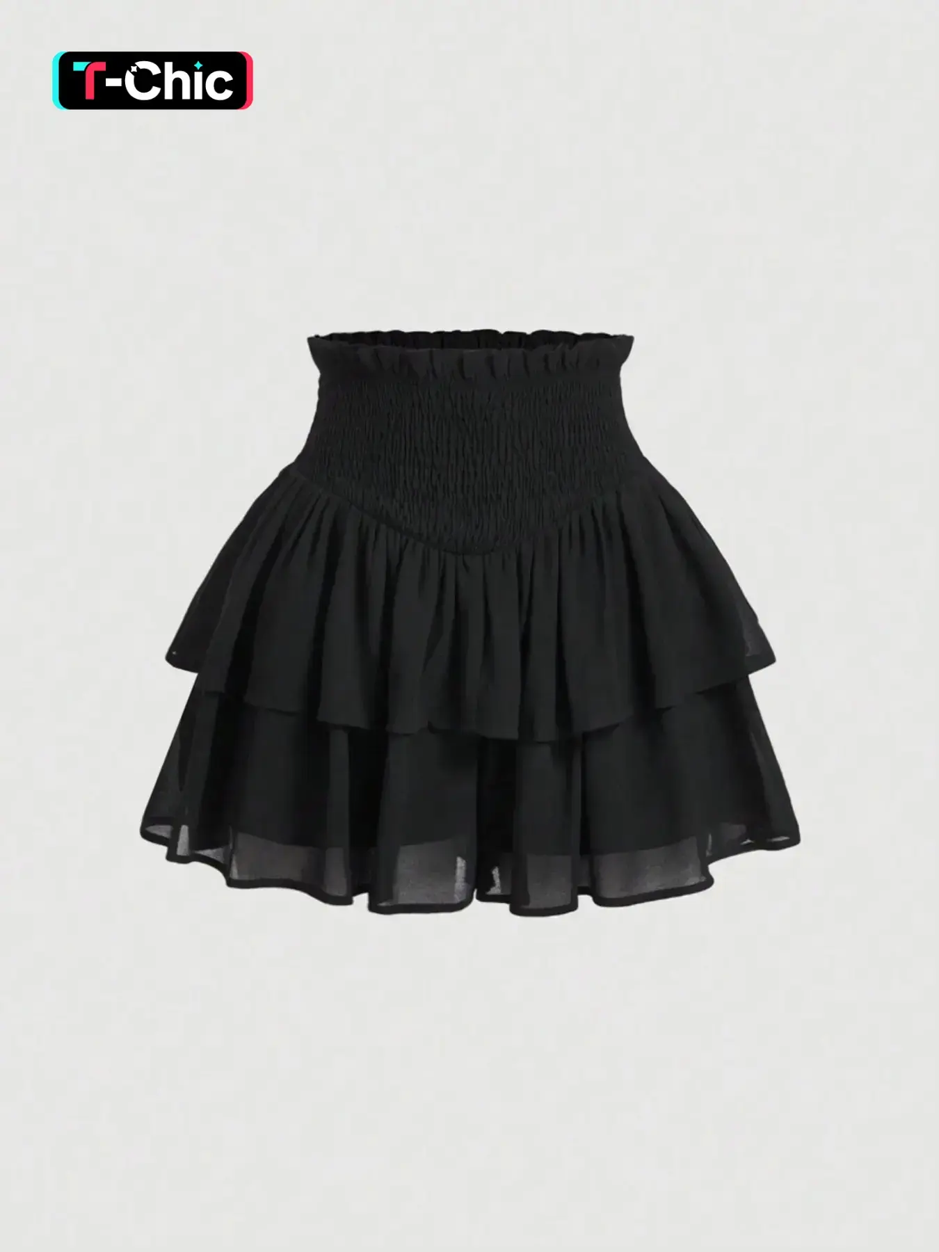 Pure Color Double-Layer Ruffled Pleated Summer Short Fitted Skirt, Cute Stylish Lady Women's Fashion Womenswear, Perfect for Casual Wear, Comfortable and Trendy Design, Stylish Bodycon Skirt