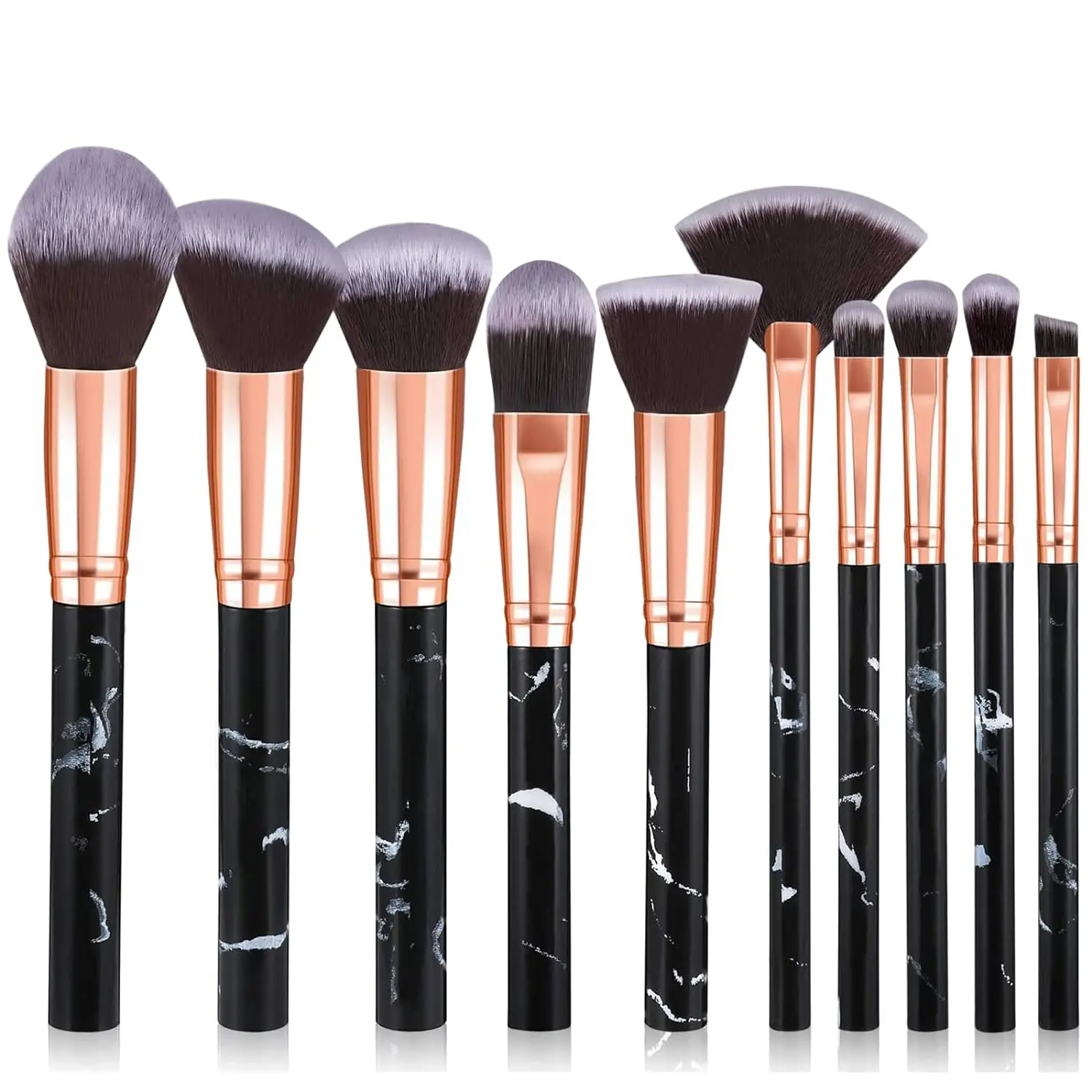 Makeup Brushes,10Pcs Marble Makeup Brush Set Foundation Powder Blush Blending Eyeshadow Brushes Sets for Face, Eyeshadow, Eyebrow, Concealer, Contour, Highlight (Black)