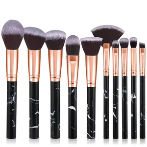 Makeup Brushes,10Pcs Marble Makeup Brush Set Foundation Powder Blush Blending Eyeshadow Brushes Sets for Face, Eyeshadow, Eyebrow, Concealer, Contour, Highlight (Black)