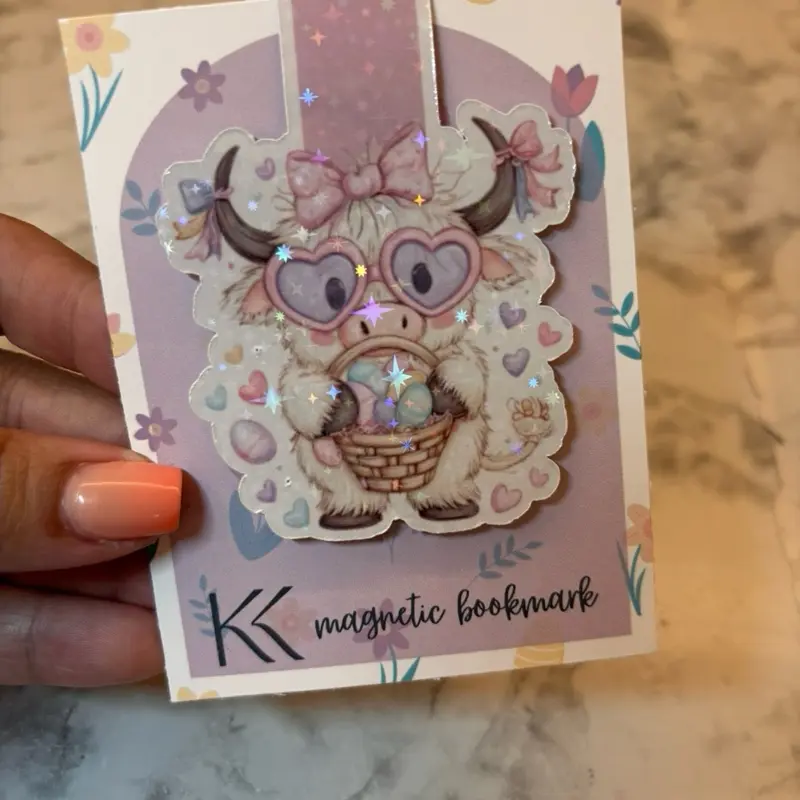 Handmade Holographic Magnetic Bookmark for Books & Binders - Strong Hold Photo Paper Accessory for Readers