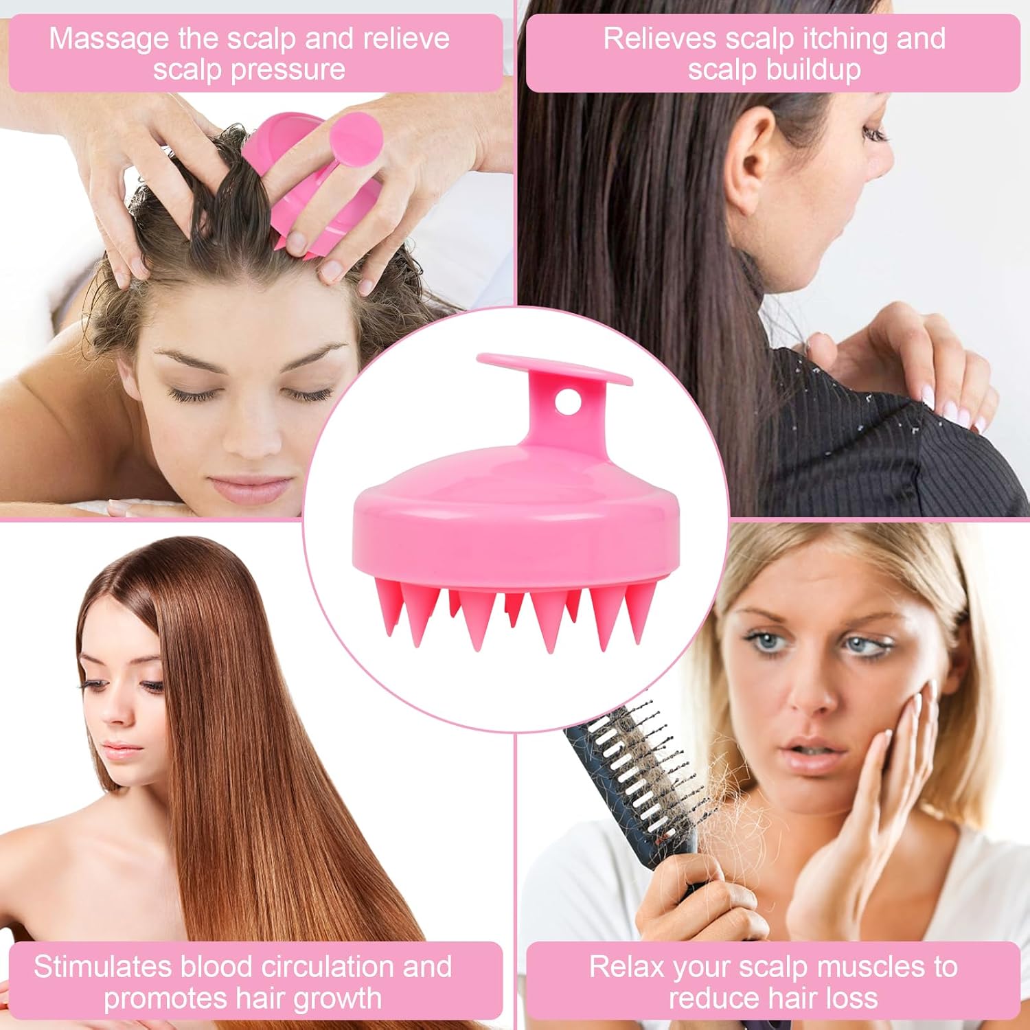Scalp Massager 3 Pack, Shampoo Brush, Hair Scrubber for Exfoliation, Soft Silicone Brush for Hair Growth and Dandruff Removal