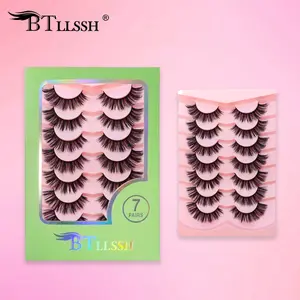 Btllssh Gift Box Long Thick False Eyelashes 18mm, Thin Exaggerated Style, Mixed Curl CC, Non-Toxic, Solid Form, 7/14/21 Pairs
