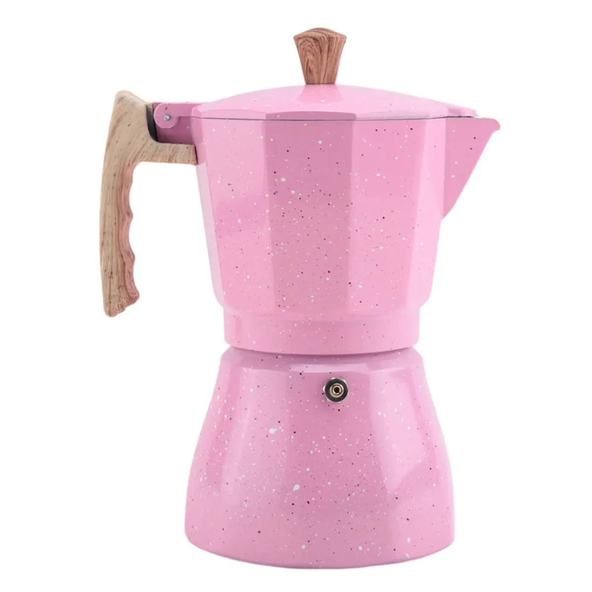 300ml Pink Aluminum Single Moka Pot - Stove Top Brew High Pressure Extraction Coffee Brewer, Heat-Resistant Grip, Open Flames Compatible, Easy Cleaning, Portable Outdoor Cafeteira Percolator
