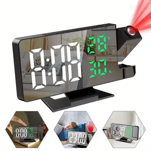 Multi-function Smart Digital Alarm Clock - Adjustable Brightness Led Display with Projection, Temperature & Humidity Monitor, Usb Powered, Easy To Use for Workers & Students