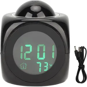 Projection Alarm Clock, Clock Projector on Ceiling Voice Timing Digital LED Display for Bedroom, Bedside,Office
