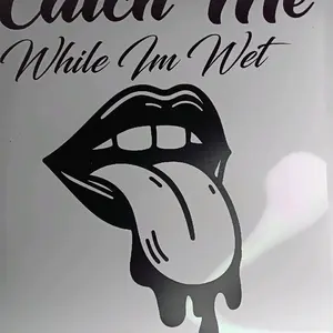 11x13 Catch Me While - Lips Graphic Design, Black and White Color Scheme, Ideal for Personalization and Themed Items