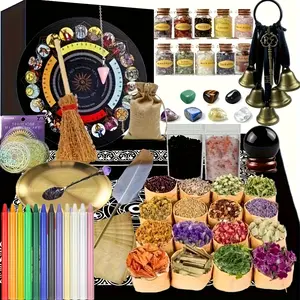 109Pcs All-In-One Witchcraft Supplies Kit, Fall Scented Candles, Crystals, Herbs & Ritual Tools, Wiccan Starter Set for Spells, Halloween Decor, Teacher Appreciation Gifts & Pagan Rituals