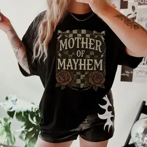 Mother Of Mayhem Shirt Edgy Mom Shirt For Cool Mom Gift Funny Mothers Day Tshirt Trendy Comfort Colors Tired Mom Top Badass Mama Graphic Tee F56