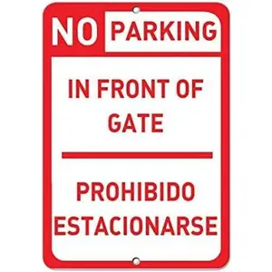 Warning Sign No Parking in Front of Gate Prohibido Estacionarse Sign Business Sign 12X8 Inches Aluminum Metal Tin Sign