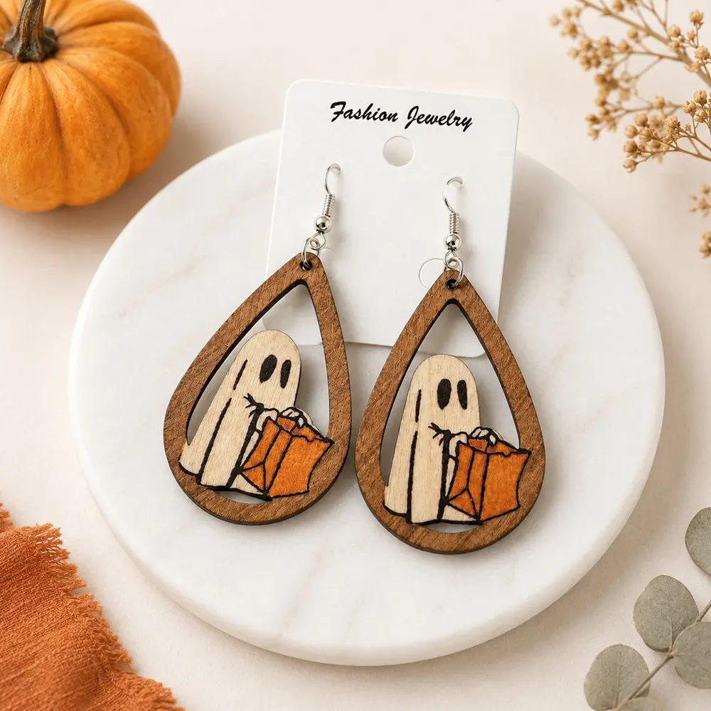 Cherrybetty Vintage Halloween Ghost Pumpkin Hollow Out Earrings Cute Outfit Inspo