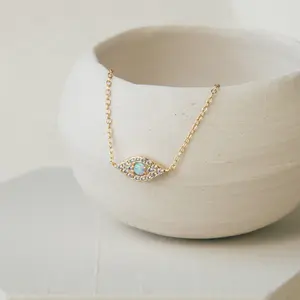 Opal Eye Necklace by Caitlyn Minimalist