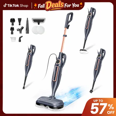 [DealsForYou] DEVOAC VM6 Electric Rotating Steam Cleaner - 10-in-1 Eco-Friendly Antibacterial Tool, 3 Steam Levels, 5m Cord, Fast Heat-Up, Microfiber Mop Heads, Cleaning Supplies for Laminate Floors, Wall & Cabinet Use
