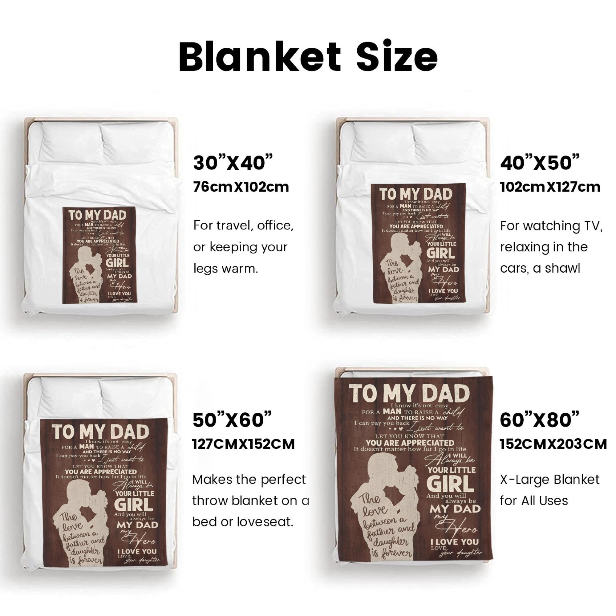 Dad Gifts from Daughter, Birthday Gifts for Dad from Daughter Blankets 60"x50", Birthday Present for Father from Kids, Best Presents for Father