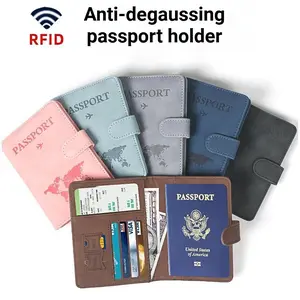 PU Magnetic Rfid Multi-Function Sim Card Holder, Leather Passport Wallet, Flight Ticket Case, Travel Card Organizer, Compact Design