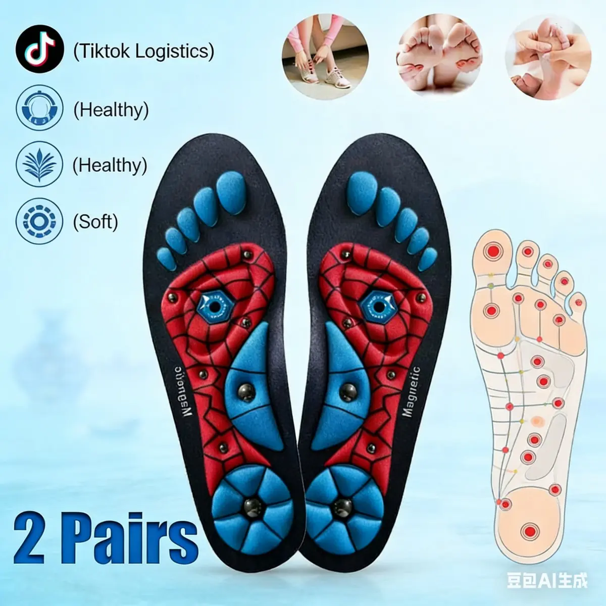 RunPro Insoles All Day Comfort - Shock Absorbing Red Insoles for Men & Women, High Arch Support for Plantar Fasciitis, 220+ lbs Capacity Footwear Inserts Shoe Parent Bedroom Knee