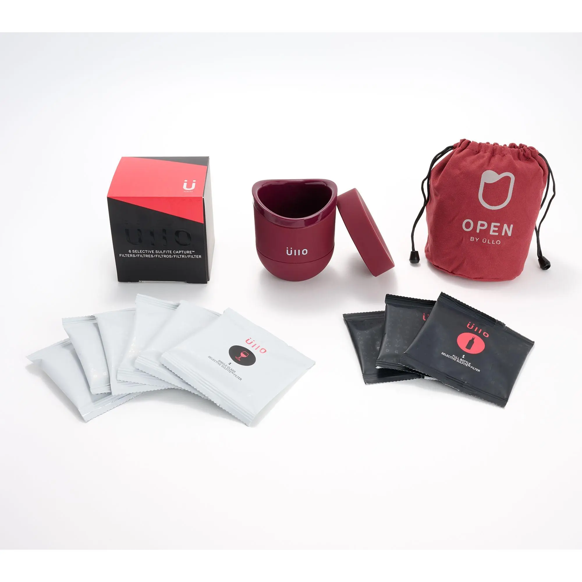 ULLO Open Wine Purifier with Wine Bottle and Glass Filters
